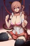  animal_ears cleavage final_fantasy final_fantasy_xiii nekomimi open_shirt serah_farron songjikyo thighhighs 