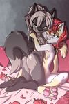  anthro bedroom_eyes black_fur canine duo female female/female fox fuf fur half-closed_eyes looking_at_viewer mammal seductive tagme tongue tongue_out young 