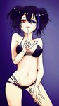  black_hair blue_eyes heterochromia nail_polish red_eyes tagme underwear utau yokune_ruko 