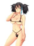  black_hair black_swimsuit blue_eyes bulge futanari heterochromia red_eyes tagme utau yokune_ruko 