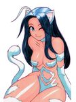  animal_humanoid blue_eyes blue_hair cat_humanoid darkstalkers felicia_(darkstalkers) feline fur hair humanoid mammal simple_background small_size unknown_artist video_games white_background white_fur 