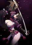  ass black_eyes black_hair breasts fate/grand_order fate_(series) highres holding holding_sword holding_weapon huge_breasts katana long_hair looking_at_viewer minamoto_no_raikou_(fate/grand_order) nanaya_(daaijianglin) solo sword weapon 