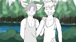  anthro canine clothing euca_(repeat) fur lagomorph male mammal rabbit repeat_(visual_novel) romantic_couple silverisdank sissel_(repeat) wolf 