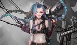  bikini_armor gun jinx league_of_legends tattoo wallpaper weapon 