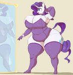  2017 absurd_res anthro anthrofied armwear big_breasts blue_eyes breasts clothed clothing cutie_mark equine female friendship_is_magic hair hi_res horn huge_breasts legwear mammal mirror my_little_pony rarity_(mlp) reflection sirmasterdufel solo standing unicorn 