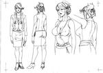  breasts character_sheet dress formal full_body lilith-soft long_hair looking_at_viewer monochrome no_bra simple_background solo taimanin_(series) taimanin_asagi taimanin_asagi_battle_arena touko_von_messerschmitt zol 