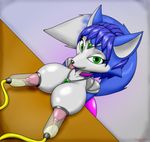  2017 big_breasts blue_fur blue_hair breast_milking breasts canine chameloshi clothing erect_nipples female fox fur green_eyes hair high-angle_view jewelry krystal lactating looking_at_viewer machine mammal milk milking_machine necklace nintendo nipples smile solo star_fox tongue tongue_out video_games white_fur 