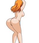  1girl animated animation ass ass_shake back breasts long_hair naked nami_(one_piece) nude one_piece orange_hair pole pole_dancing pussy solo thighs uncensored white_background 