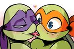  &lt;3 2017 anthro bandanna blue_eyes blush donatello_(tmnt) duo freckles french_kissing inkyfrog kissing male male/male mask michelangelo_(tmnt) red_eyes reptile scalie shell simple_background teenage_mutant_ninja_turtles turtle white_background 