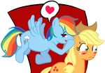  &lt;3 2011 applejack_(mlp) bedroom_eyes blush duo equine eyelashes female female/female flirting friendship_is_magic half-closed_eyes horse mammal my_little_pony naughty_face pegasus pony rainbow_dash_(mlp) seductive sidtheape suggestive sweat wings 