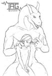  2009 5_fingers anthro breasts duo elf female greyscale humanoid larger_male lizard male monochrome muscular muscular_male nipples pointy_ears prismara reptile scalie size_difference smaller_female 