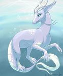  ambiguous_gender antlers blue_eyes bubble claws day dragon eastern_dragon feral horn outside silvermoonfox solo underwater water 