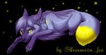  4_toes ambiguous_gender canine feral fur hair lying mammal paws purple_fur purple_hair silvermoonfox solo toes yellow_eyes 
