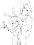  animal_ears ass bunny_suit bunnysuit camel_(dansen) fake_animal_ears from_behind looking_back milia monochrome sachiho short_hair strapless_leotard tail 