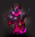  areola big_breasts breasts demon digital_media_(artwork) dota erect_nipples female glowing glowing_eyes hi_res horn lewdreaper nevermore_the_shadow_fiend nipples not_furry pink_eyes pose simple_background small_waist solo standing video_games voluptuous wide_hips 