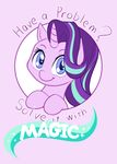  2017 dstears english_text equine female feral friendship_is_magic hair horn looking_at_viewer mammal multicolored_hair my_little_pony pink_background purple_eyes simple_background solo starlight_glimmer_(mlp) text two_tone_hair unicorn 