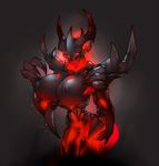  areola big_breasts breasts demon digital_media_(artwork) dota erect_nipples female glowing glowing_eyes hi_res horn lewdreaper nevermore_the_shadow_fiend nipples not_furry pose red_eyes simple_background small_waist solo standing video_games voluptuous wide_hips 