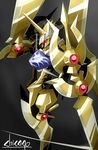  armor bandai blade chicago-x creature digimon durandamon full_armor looking_at_viewer monster no_humans shiny solo sword weapon 