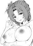  bad_id bad_pixiv_id bangs benghuai_xueyuan breasts closed_mouth commentary_request eyebrows_visible_through_hair greyscale half-closed_eyes hand_up highres honkai_impact large_breasts licking_lips lips looking_at_viewer monochrome murata_himeko parted_bangs parted_lips qunqing sidelocks solo suggestive_fluid sweat tongue tongue_out upper_body 