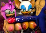  3d_(artwork) amy_rose balls bat big_breasts big_eyes big_penis blue_eyes breasts chek clothing digital_media_(artwork) erect_nipples erection female gloves green_eyes half-closed_eyes hedgehog hi_res huge_penis male mammal nipples open_mouth penis rouge_the_bat sitting sonic_(series) sonic_the_hedgehog tongue tongue_out 