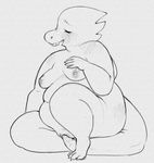 2017 alphys anthro arm_support barefoot belly biped blush breasts buckteeth claws clitoris eyes_closed female front_view full-length_portrait grey_background greyscale hand_on_breast line_art long_tail looking_away looking_pleasured masturbation medium_breasts monochrome nipples non-mammal_breasts obese open_mouth open_smile overweight pencil_(artwork) portrait pussy pussy_juice pussy_juice_on_tail raised_heel raised_leg reptile scalie simple_background sitting smile solo sunflowerbun tail_masturbation teeth textured_background thick_tail toe_claws traditional_media_(artwork) undertale vaginal vaginal_masturbation video_games 