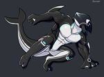  2017 2_toes 4_fingers abs anthro biceps bodysuit cetacean clothed clothing cybernetics cyborg digital_media_(artwork) machine male mammal marine muscular muscular_male orca pecs qundium rubber rubber_suit simple_background skinsuit solo suit tight_clothing toes whale 