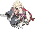  akira_(kadokawa) blonde_hair dress gloves hat kantai_collection looking_at_viewer machinery mole mole_under_eye mole_under_mouth official_art richelieu_(kantai_collection) rigging scarf solo strapless strapless_dress tears torn_clothes transparent_background 