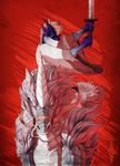  2016 action_pose angry anthro blue_scales bust_portrait clothed clothing digital_media_(artwork) dragon equine essence_of_rapture feral fighting_stance fully_clothed hair hi_res holding_object holding_weapon horn horse hybrid japanese_clothing kimono looking_at_viewer mammal mane melee_weapon portrait raised_arm red_background reins reptile riding samurai_jack samurai_jack_(character) scales scalie simple_background sitting sword teryx_commodore unicorn weapon white_hair white_mane white_scales yellow_eyes 