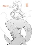  2017 anthro areola areola_slip big_breasts boots bottomless breasts clothed clothing english_text female footwear frown hair kangaroo looking_at_viewer low-angle_view mammal marsupial nipple_bulge pussy roo_(valtik) speech_bubble stepping text under_boob valtik whistle 
