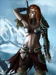  armor axe barbarian cold female ginger serious snow stern viking warrior 
