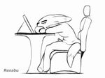  2017 animated canine clothing cum cum_drip digimon digital_media_(artwork) dripping erection eyes_closed male mammal penis precum renabu renamon sitting sleeping solo 