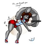  2017 anthro ash_brooks big_butt booty_shorts bulge butt canine chinchilla clothing female footwear fur girly grey_fur hair high_heels huge_butt male mammal norithics rodent shoes shorts solo thick_thighs wide_hips 