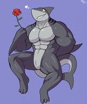  &lt;3 2017 3_toes 5_fingers abs animal_genitalia anthro biceps digital_media_(artwork) fish flower genital_slit invalid_tag male mammal marine muscular muscular_male nude pecs plant qundium rose shark simple_background slit smile solo teeth toes 