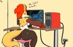  anthro big_butt breasts butt computer delphox dialogue doritos english_text female immortalstar inner_ear_fluff looking_back nintendo nude open_mouth orange_eyes pok&eacute;mon pok&eacute;morph pussy skyrim solo text the_elder_scrolls video_games 