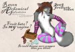  2009 anthro bat bottle box canine clothed clothing crossdressing cuntboy duo female garr garr_(artist) hybrid imminent_vore intersex jewelry mammal micro necklace potion pussy shrinking simple_background size_difference text vore wolfdog yellow_sclera 