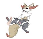  after_sex blush braixen cum cum_in_pussy cum_inside digitoxici disembodied_penis female human looking_at_viewer male mammal nintendo penis pok&eacute;mon simple_background tongue tongue_out video_games 