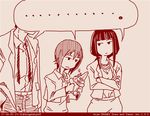  1boy 2girls boko_(girls_und_panzer) comic dated family father_and_daughter girls_und_panzer husband_and_wife left-to-right_manga long_hair monochrome mother_and_daughter multiple_girls nishizumi_maho nishizumi_shiho nishizumi_tsuneo red rosmino short_hair spoken_ellipsis stuffed_animal stuffed_toy teddy_bear tegaki_draw_and_tweet twitter_username 