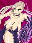  1girl breasts cleavage darm_engine dress earrings large_breasts lipstick nightmare_(unholy_night) platinum_blonde unholy_night 