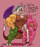  after_sex anthro anus balls big_balls big_dom_small_sub big_penis canine cum cum_in_ass cum_inside cum_leaking cum_on_penis dialogue discord_(mlp) draconequus duo english_text erection friendship_is_magic gaping gaping_anus huge_balls huge_penis hyper hyper_muscles knot male male/male mammal muscular my_little_pony nipples nude penis size_difference smile standing text uniparasite 