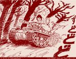  caterpillar_tracks dated girls_und_panzer ground_vehicle left-to-right_manga military military_vehicle monochrome motor_vehicle nishizumi_maho red rosmino short_hair tank tegaki_draw_and_tweet translation_request twitter_username 