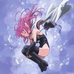  armor boots bubble cape choker closed_eyes commentary_request earrings fal_(phantasy_star) fetal_position full_body isedaichi_ken jewelry leg_hug leotard phantasy_star phantasy_star_iv pink_hair pointy_ears shoulder_armor solo submerged thigh_boots thighhighs underwater 