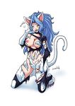  animal_humanoid breasts cat_humanoid clothing darkstalkers felicia_(darkstalkers) feline female humanoid jitenshasw mammal nipples open_mouth scratching solo torn_clothing transformation video_games 