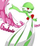  blush character_name commentary_request gardevoir gen_3_pokemon looking_at_viewer no_humans outstretched_arms pokemon pokemon_(creature) red_eyes senju_(snz0) simple_background smile solo standing white_background 