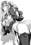  areola erect_nipples fundoshi kamoi_(kancolle) kantai_collection kawajuu monochrome no_bra thighhighs 