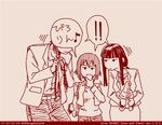  1boy 2girls boko_(girls_und_panzer) comic dated eighth_note family father_and_daughter girls_und_panzer husband_and_wife left-to-right_manga long_hair monochrome mother_and_daughter multiple_girls musical_note nishizumi_maho nishizumi_shiho nishizumi_tsuneo red rosmino short_hair speech_bubble stuffed_animal stuffed_toy teddy_bear tegaki_draw_and_tweet translated twitter_username 