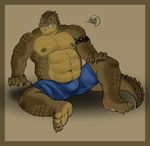  4_toes 6pklion abs anthro biceps big_abs biped bulge claws clenched_teeth clothed clothing crocodile crocodilian digital_media_(artwork) feet hi_res male musclegut muscular muscular_male nipples pants pecs reptile scales scalie sharp_teeth simple_background sitting solo stocky tattoo teeth toes topless 