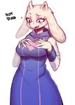  &lt;3 2017 5_fingers anthro big_breasts blush breasts caprine clothed clothing digital_media_(artwork) english_text eyelashes female floppy_ears fully_clothed fur goat hi_res horn jijis-waifus mammal pink_eyes robe simple_background solo text toriel undertale video_games white_background white_fur 