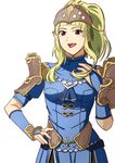  blonde_hair boo_cipher clair_(fire_emblem) curly_hair elbow_gloves fire_emblem fire_emblem_echoes:_mou_hitori_no_eiyuuou fire_emblem_gaiden gloves looking_at_viewer simple_background smile white_background 