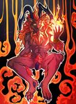  abs abstract_background anthro balls body_hair canine chest_hair demon feet final_fantasy glowing glowing_eyes gothwolf grin hair hairy ifrit long_hair male mammal nude paws penis pubes smile solo square_enix video_games wolf 