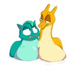  2_heads anthro big_breasts breasts charizard conjoined duo female multi_head nintendo pok&eacute;mon slightly_chubby stuck_together theyton venusaur video_games 